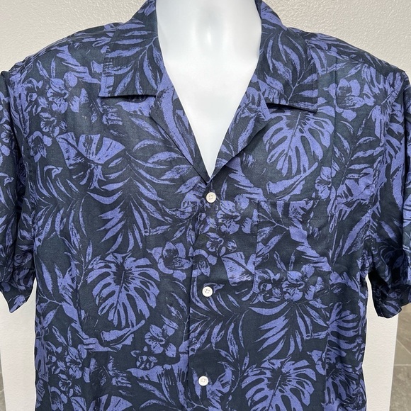 Create Unison Tropical Print Linen Blend Button Up Shirt - Picture 2 of 6